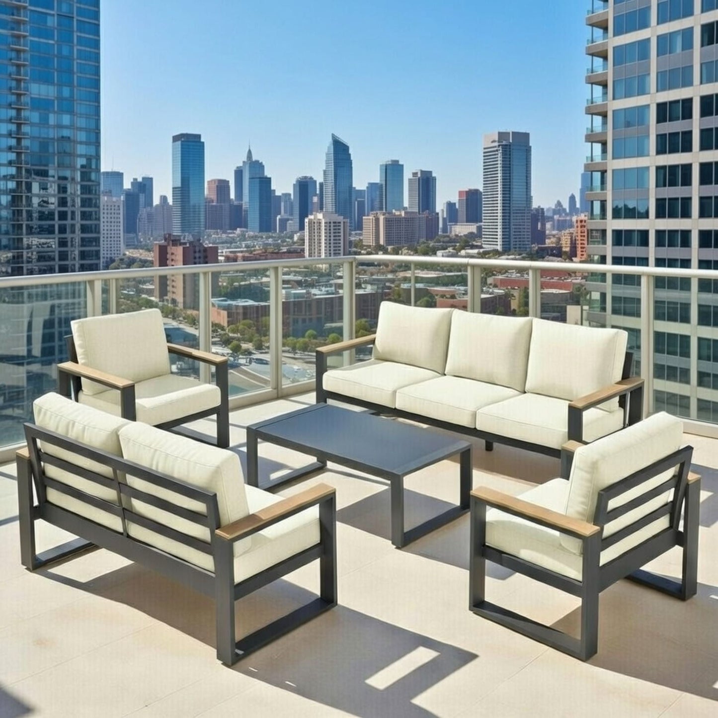 Modern Outdoor Sofa Set with the Coffee Table