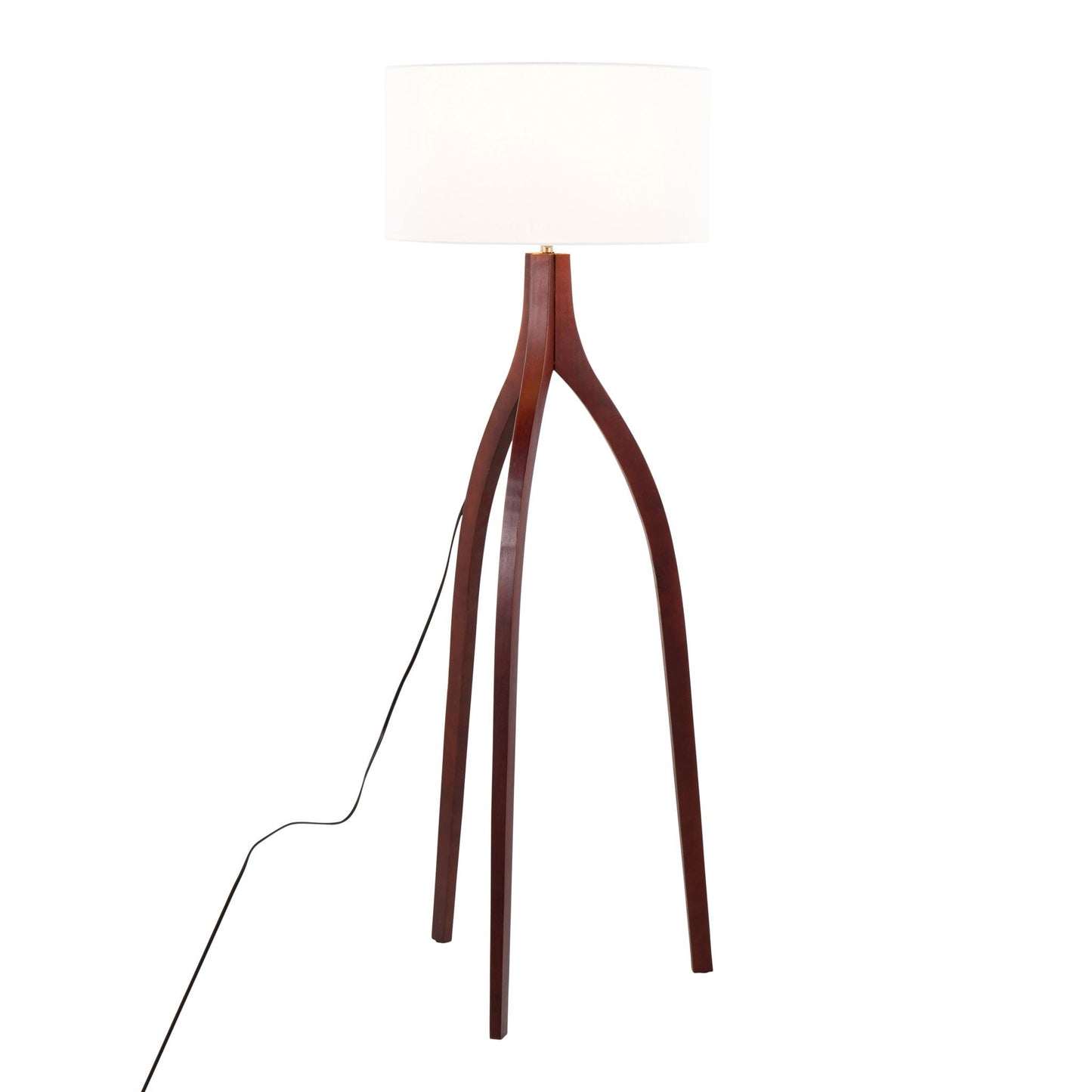 Wishbone Contemporary Floor Lamp with dark wood tripod base and white shade by HouseOfZazla on Tampa Home & Garden Store