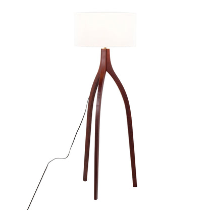 Wishbone Contemporary Floor Lamp with dark wood tripod base and white shade by HouseOfZazla on Tampa Home & Garden Store