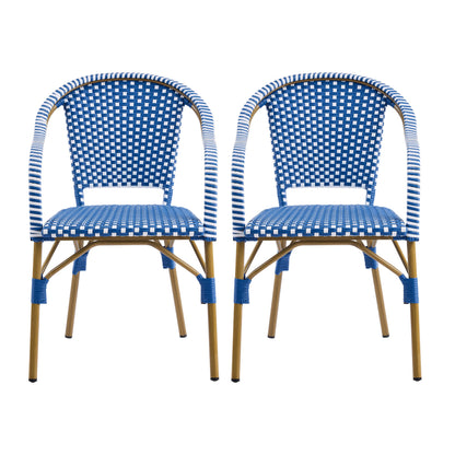 Outdoor Bistro Chairs Set of Aluminum and Rattan