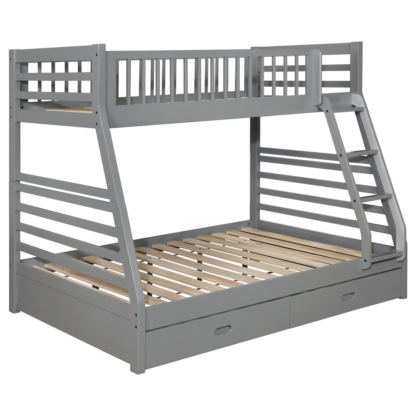 Keira Twin Over Full Bunk Bed with Gray Drawers