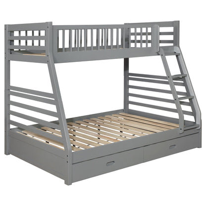Keira Twin Over Full Bunk Bed with Gray Drawers