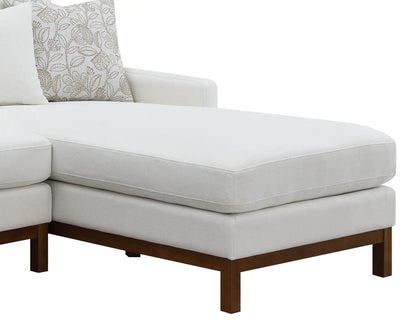 Valiant ivory chenille sectional chaise with 2 pillows wood legs on Tampa Home & Garden Store