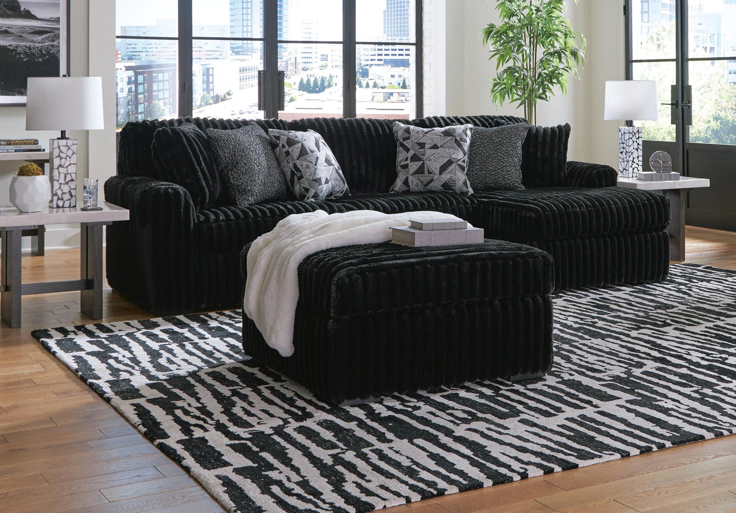 Midnight Madness Sectional and Jumbo Corduroy