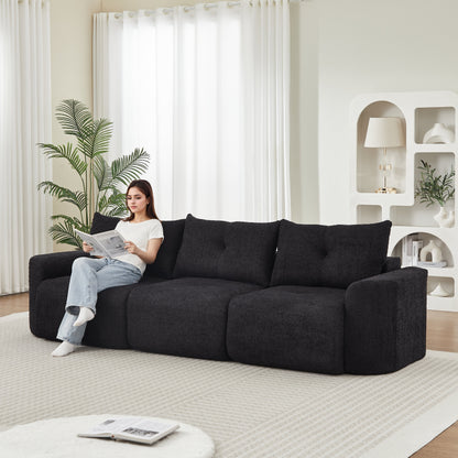 Chenille sofa 109-inch large modern 3-seater in dark charcoal upholstery for living room on Tampa Home & Garden Store