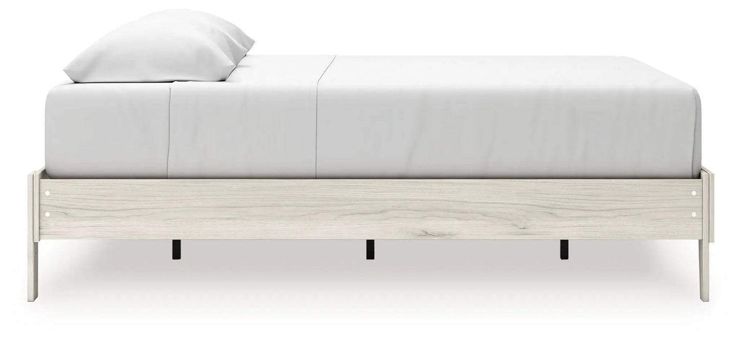 Socalle Platform Bed light oak wood frame by Unique Piece Furniture with white bedding on Tampa Home & Garden Store