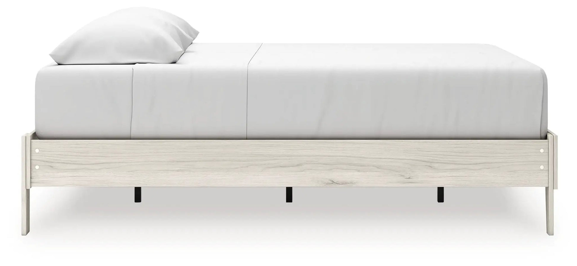 Socalle Platform Bed light oak wood frame by Unique Piece Furniture with white bedding on Tampa Home & Garden Store