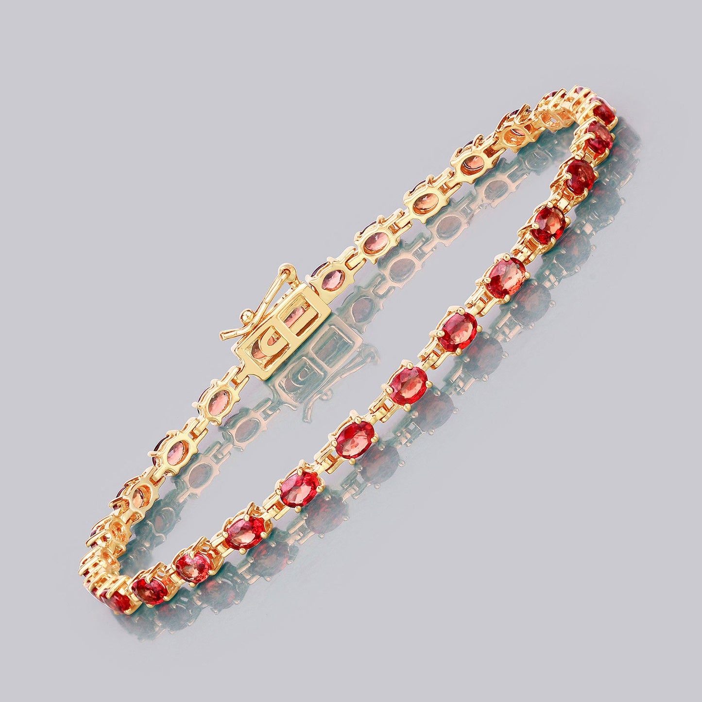 Bracelet 7.00ct genuine orange sapphire set in 14K yellow gold with linked bezels by Bids.com on Tampa Home & Garden Store