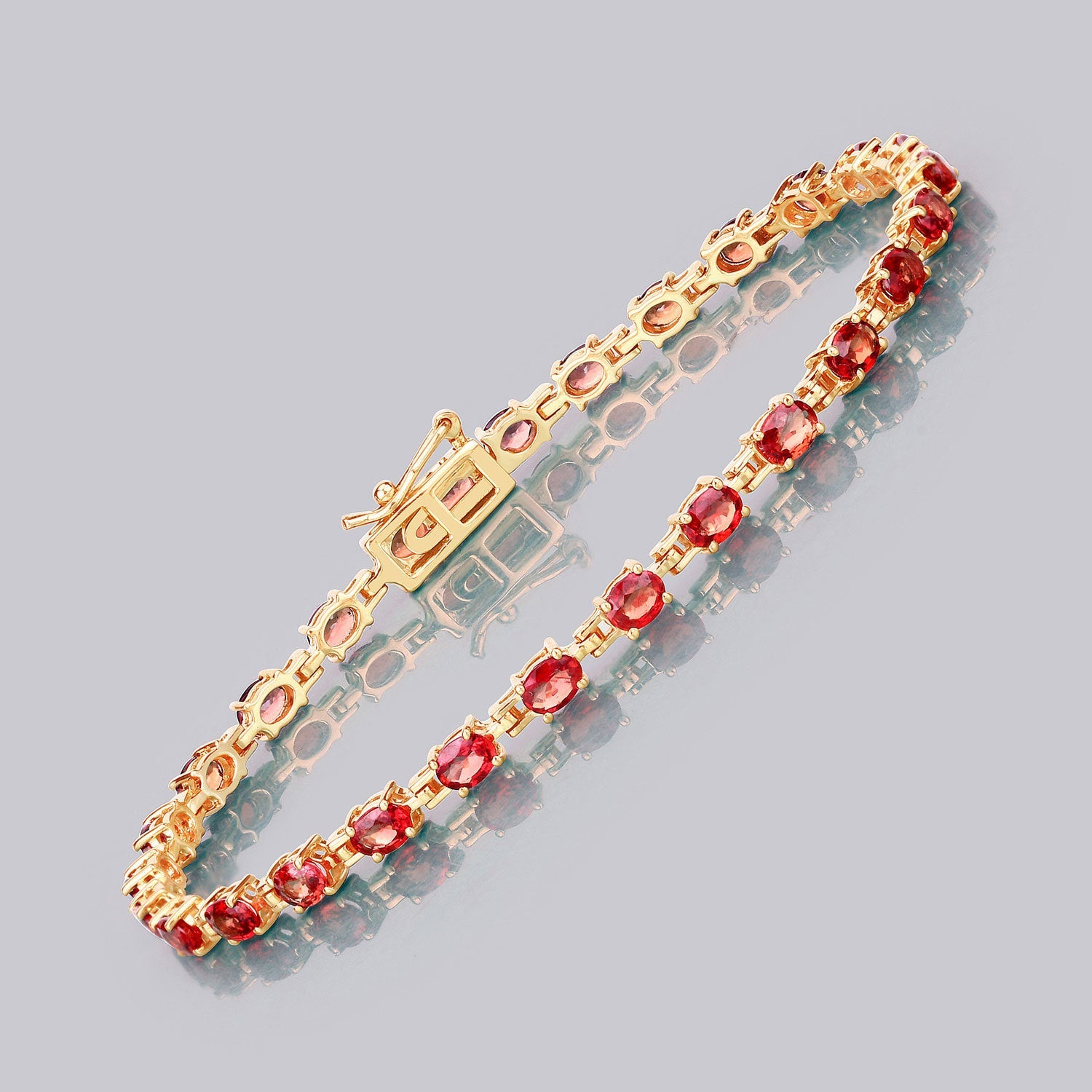 Bracelet 7.00ct genuine orange sapphire set in 14K yellow gold with linked bezels by Bids.com on Tampa Home & Garden Store