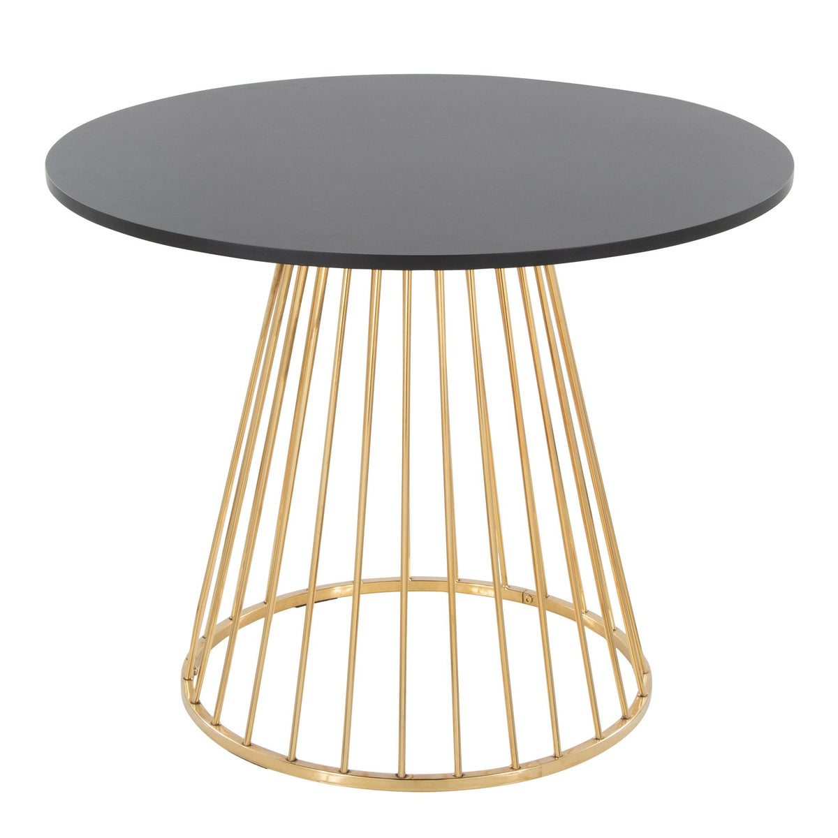 Canary Cosmo round dining table with black top and gold metal base on Tampa Home & Garden Store