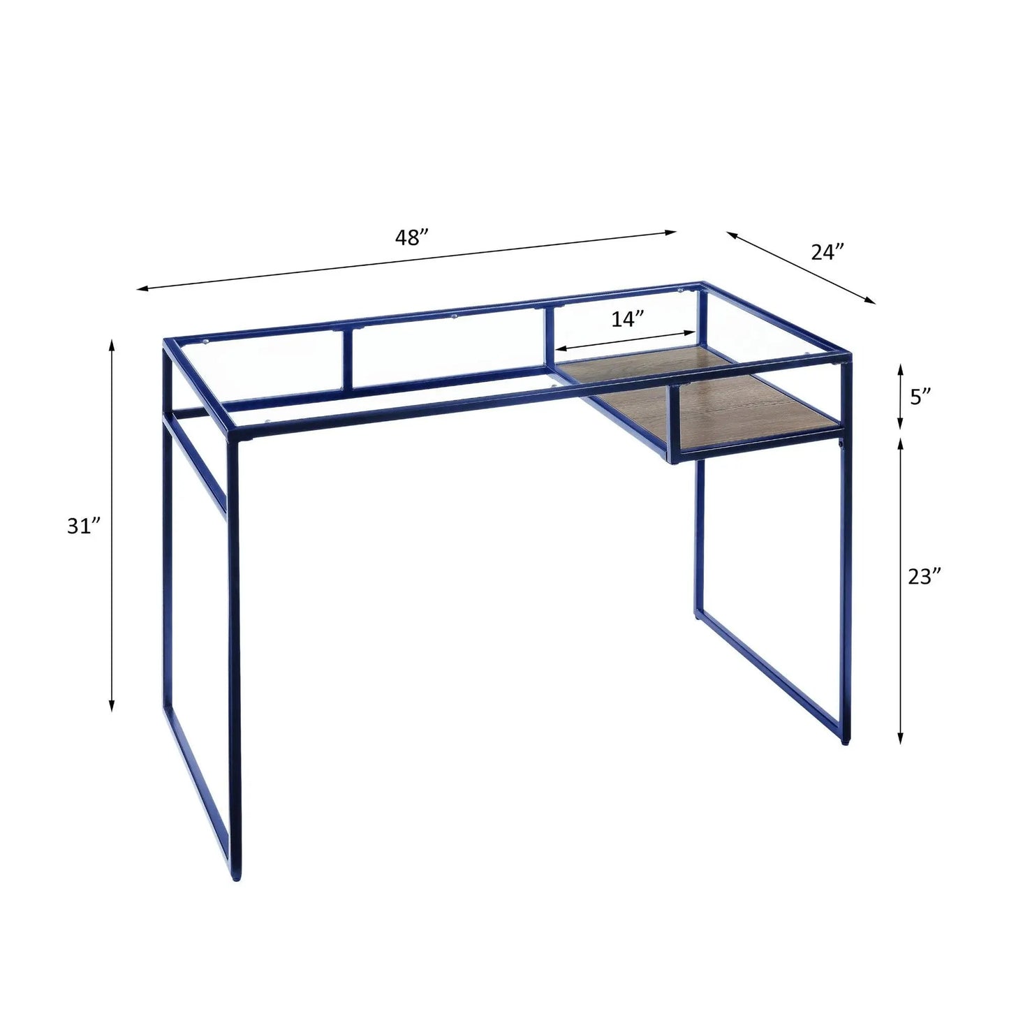 Yasin Glass Top Writing Desk Modern Style