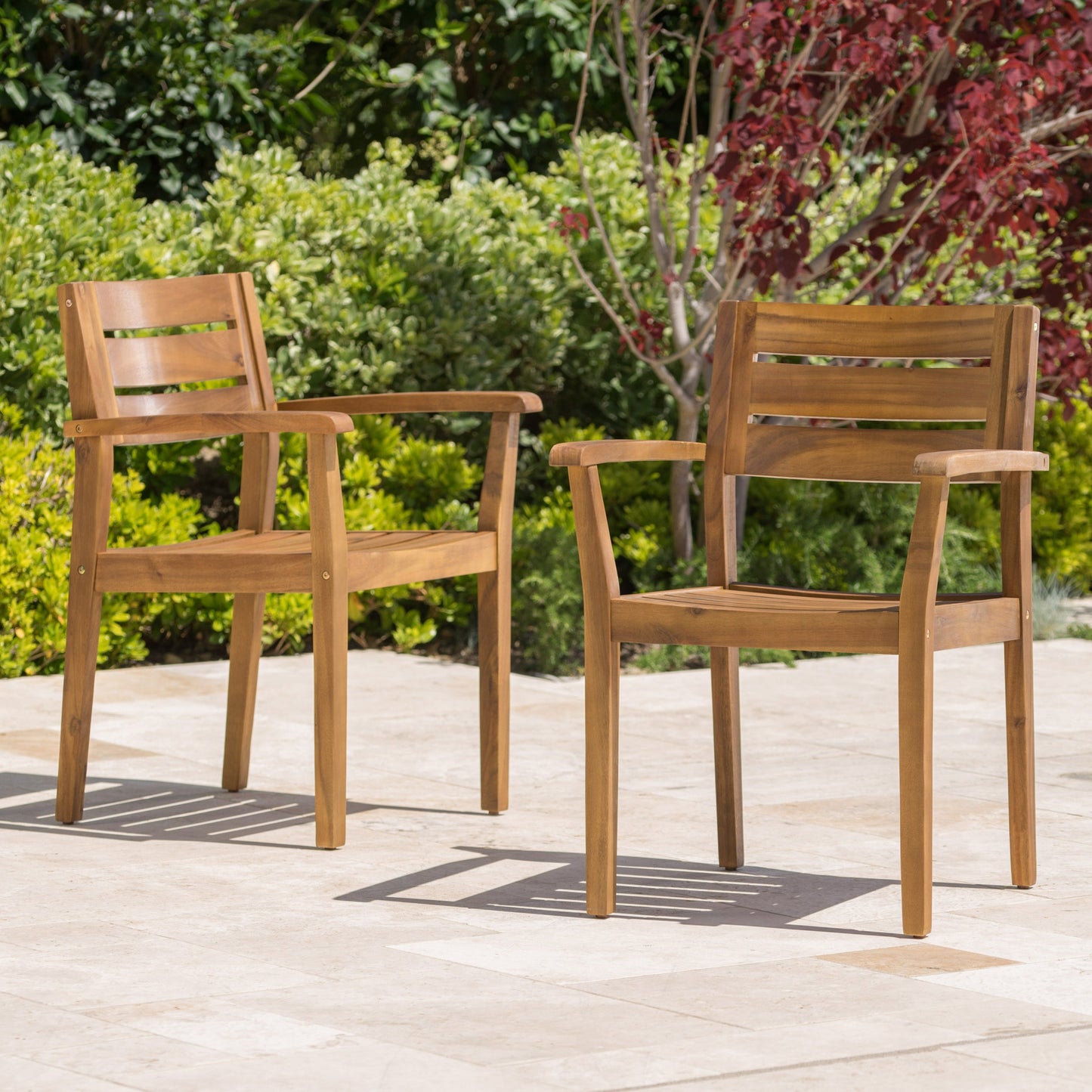 Stamford dining chairs set of 2, acacia wood outdoor armchairs for patio on Tampa Home & Garden Store