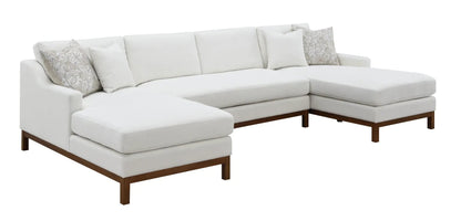 Valiant ivory chenille sectional sofa with left chaise and 4 pillows, wood legs on Tampa Home & Garden Store
