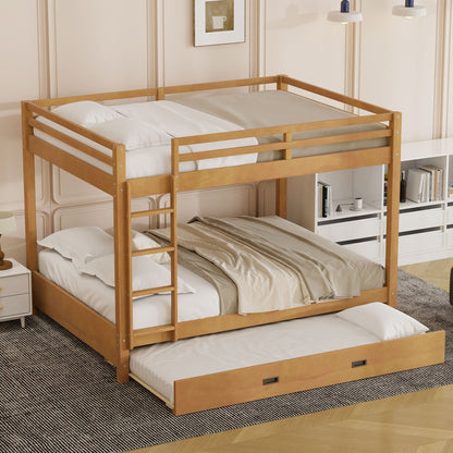 Sturdy bunk bed with ladder in natural wood, HouseOfZazla twin-over-twin bunk beds on Tampa Home & Garden Store