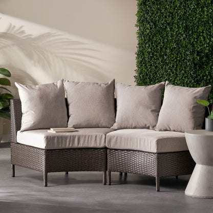 Pt Limon Modern Outdoor Single Sofa by HouseOfZazla with beige cushions and woven rattan on Tampa Home & Garden Store
