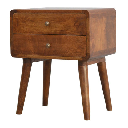 Curved Nightstand Table in Solid Mango Wood