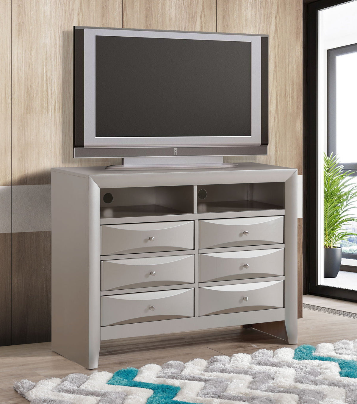 Media Chest with modern beveled drawer fronts in light gray, multiple colors by HouseOfZazla on Tampa Home & Garden Store