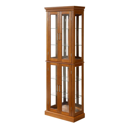 Lighted Curio Cabinet with Tempered Glass Shelves