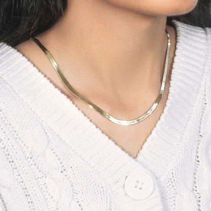 Imperial herringbone chain necklace, 10k yellow gold, 3.80 mm on Tampa Home & Garden Store