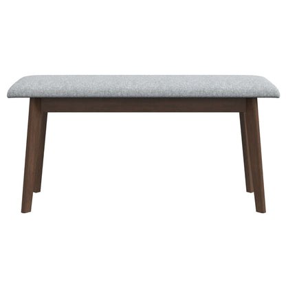Carlos Upholstered Bench with High Density Foam Cushion gray fabric by HouseOfZazla on Tampa Home & Garden Store