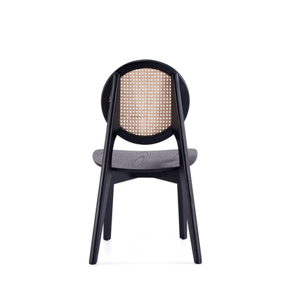 Rattan Cane Backrest Dining Chair Set with solid wood frame in black and natural cane back by HouseOfZazla on Tampa Home & Garden Store