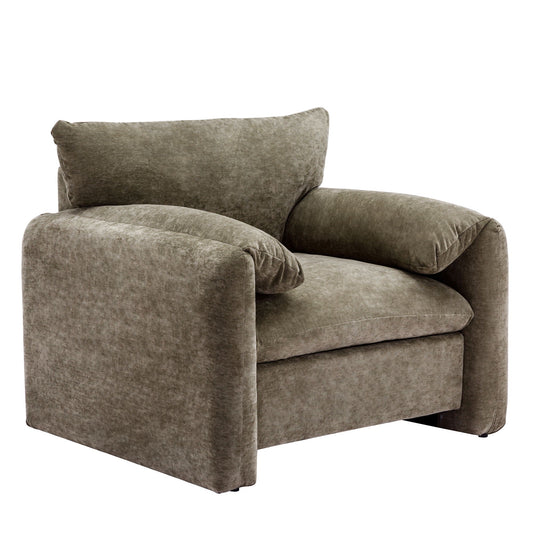 Oversized matcha green velvet arm chair with plush back cushion by HouseOfZazla on Tampa Home & Garden Store