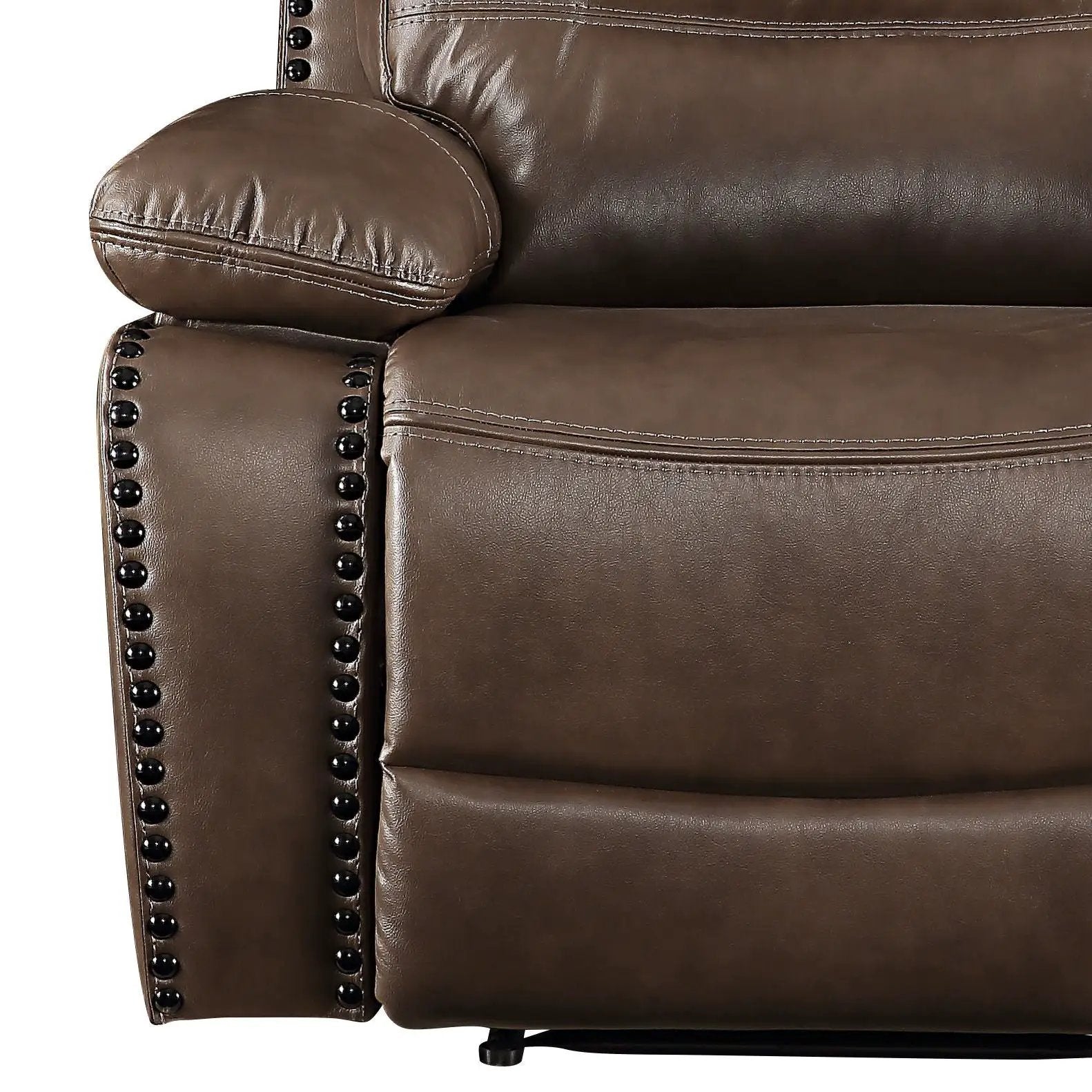 Aashi leather recliner chair brown with nailhead trim Unique Piece Furniture on Tampa Home & Garden Store
