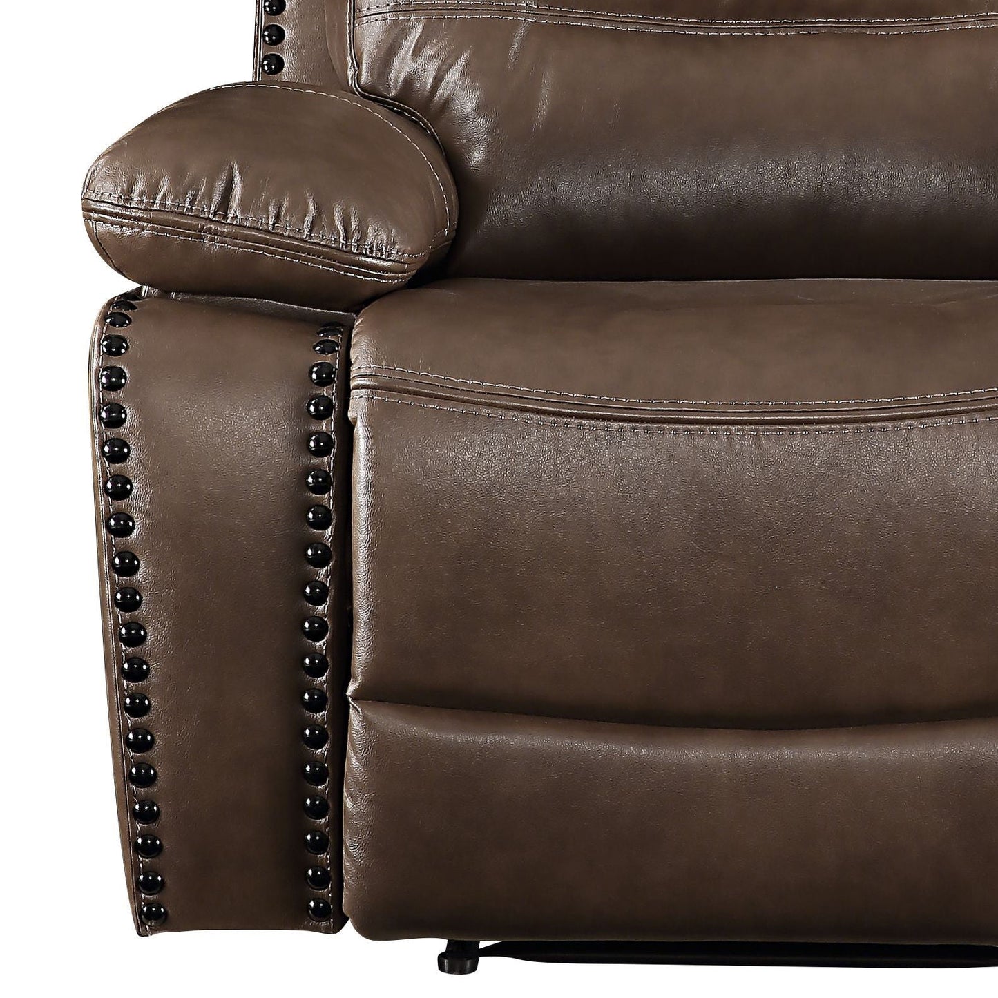 Aashi Leather Gel Match Recliner Chair brown leather with nailhead trim HouseOfZazla on Tampa Home & Garden Store