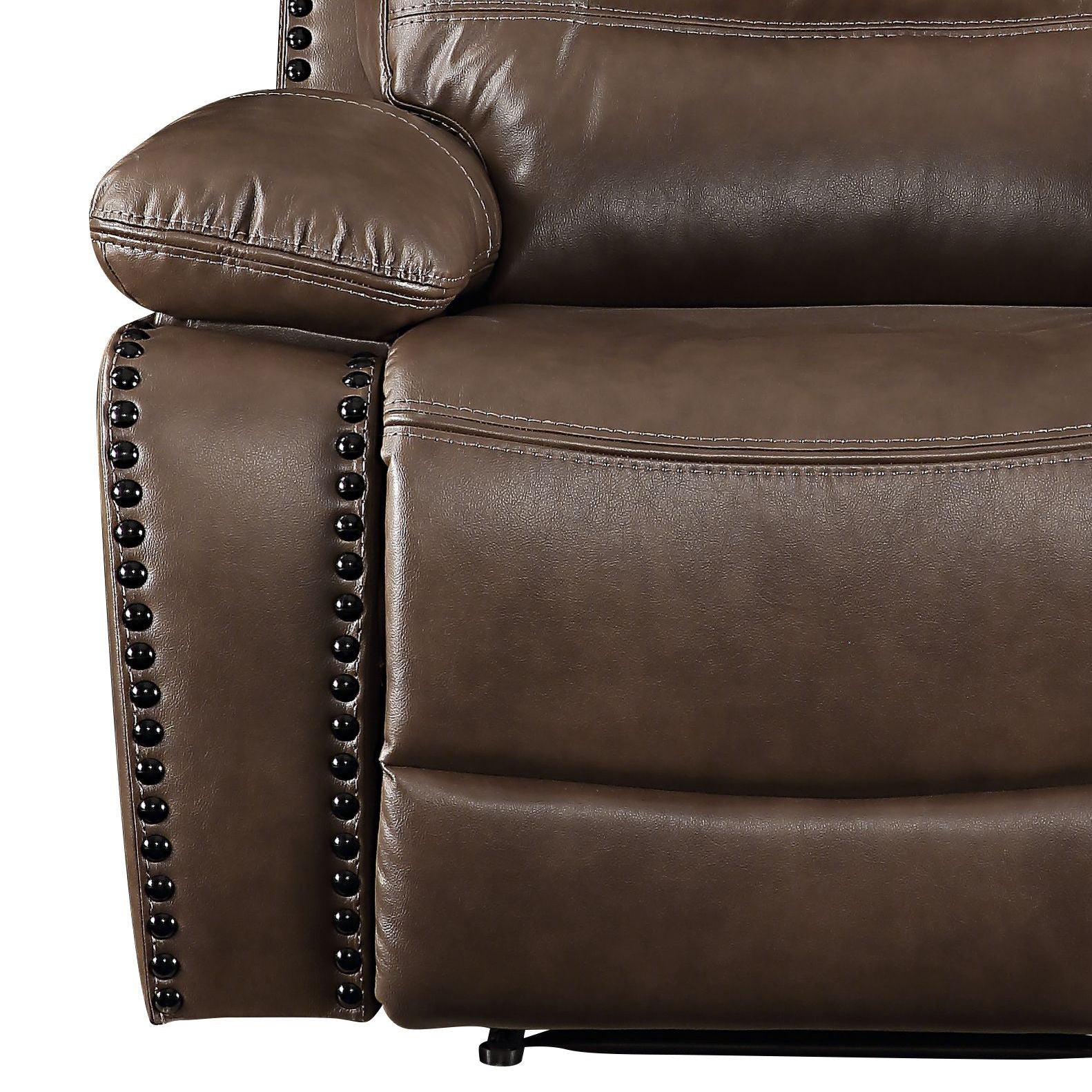 Aashi Leather Gel Match Recliner Chair brown leather with nailhead trim HouseOfZazla on Tampa Home & Garden Store