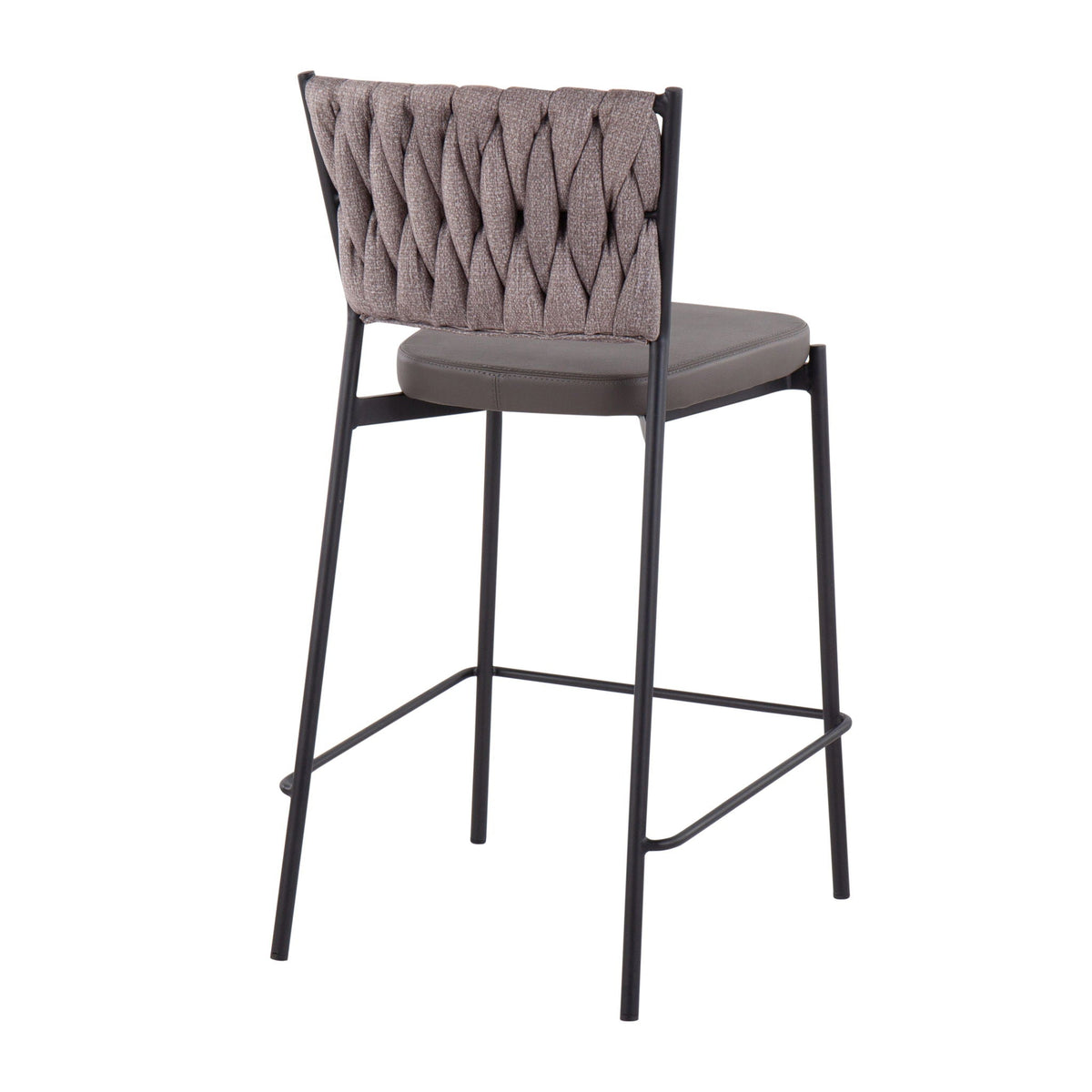 Braided counter stools 2-pack with padded gray seat and black legs on Tampa Home & Garden Store