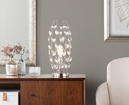 Crystal Buds Contemporary Uplight Lamp polished nickel with clear crystal beads table lamp on Tampa Home & Garden Store