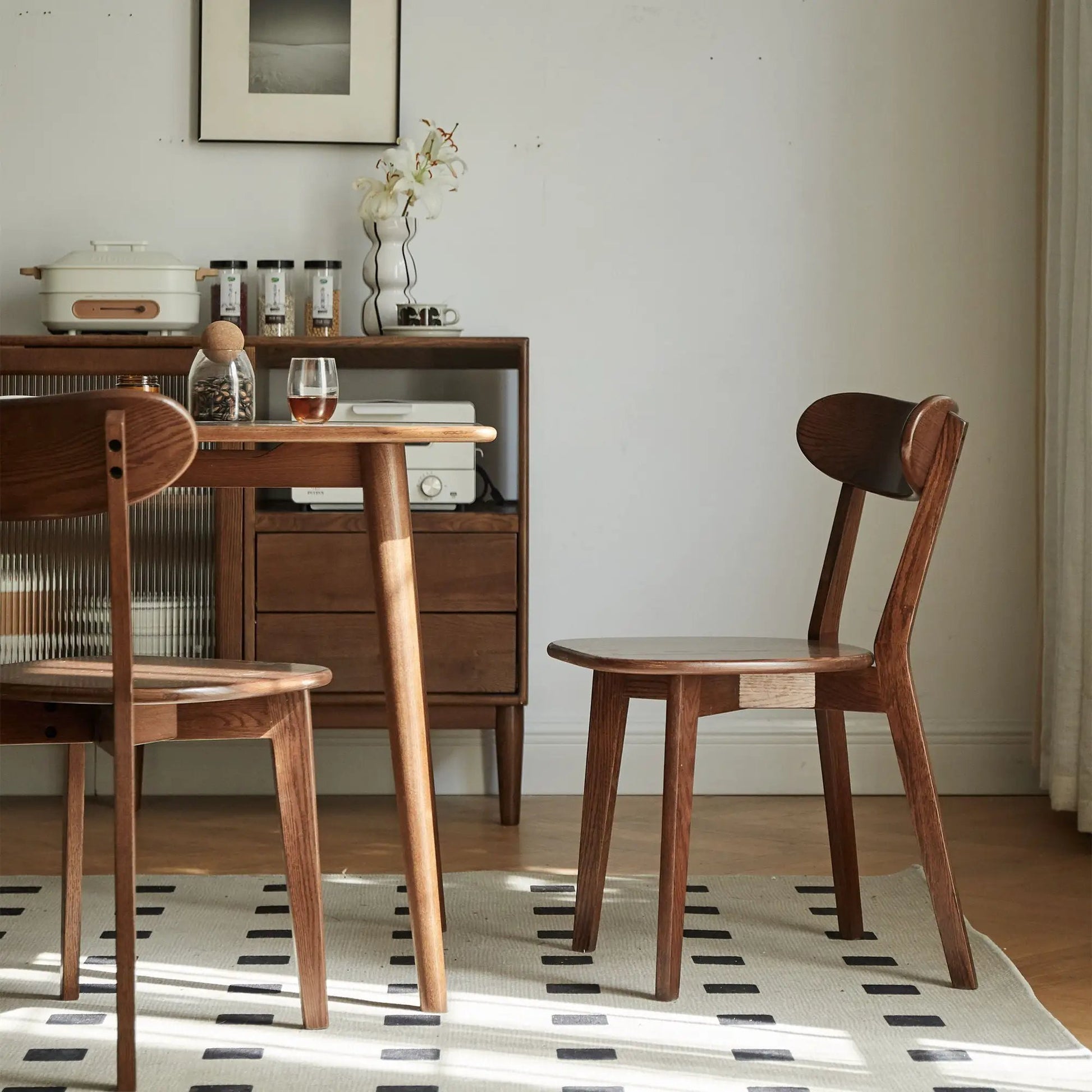 Simple wooden dining chairs set, solid wood, mid-century style for living room on Tampa Home & Garden Store