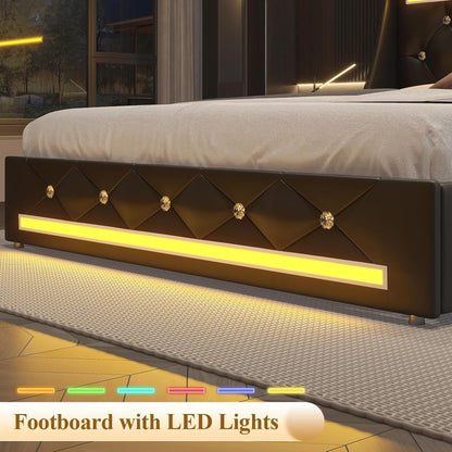 Wingback Upholstered Bed Frame Led and Usb