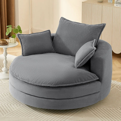 360 Degree Swivel Barrel Chair with Dual Cushions