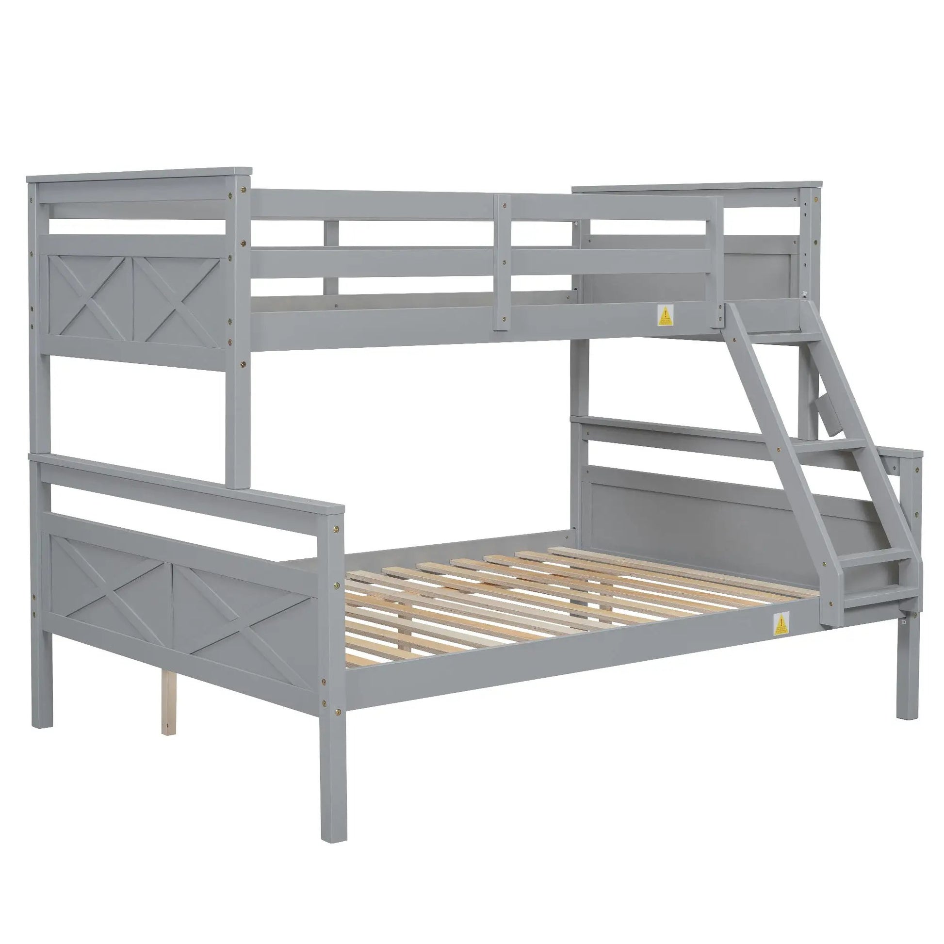 Bunk bed with ladder and safety guardrail in gray wood by Unique Piece Furniture on Tampa Home & Garden Store