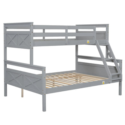 Bunk bed with ladder and safety guardrail in gray wood by Unique Piece Furniture on Tampa Home & Garden Store