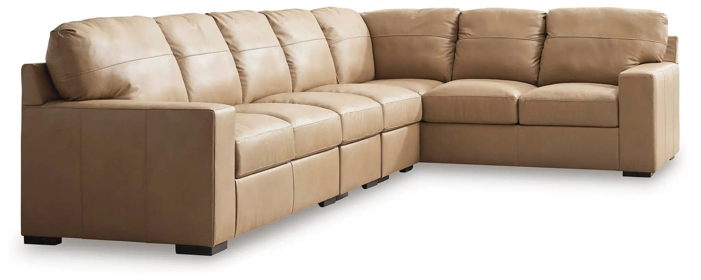 Bandon Sectional tan leather stationary sectional by Unique Piece Furniture on Tampa Home & Garden Store