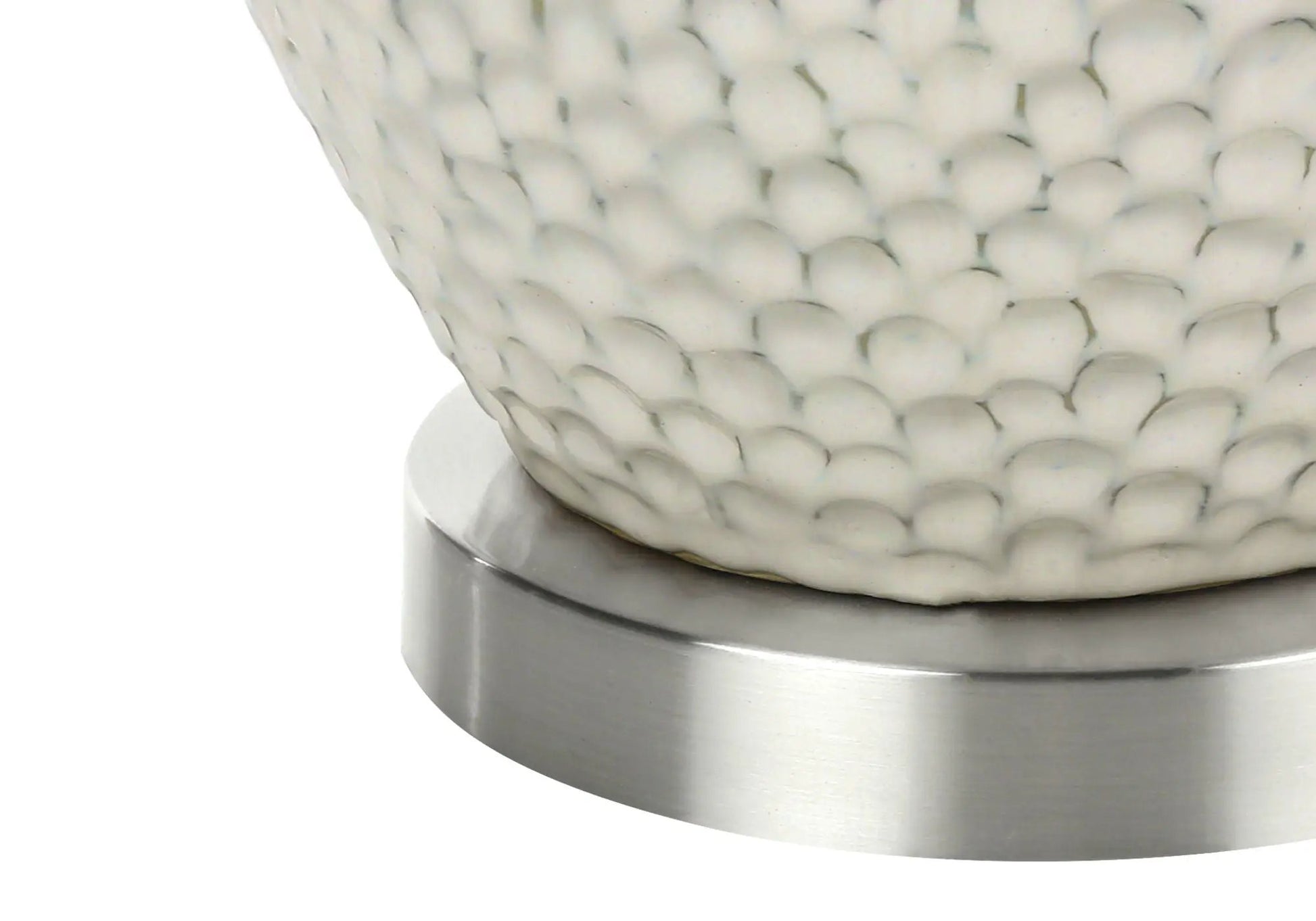 Table lamp cream ceramic with pebble texture and brushed metal base by Unique Piece Furniture on Tampa Home & Garden Store