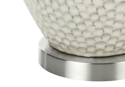 Table lamp cream ceramic with pebble texture and brushed metal base by Unique Piece Furniture on Tampa Home & Garden Store