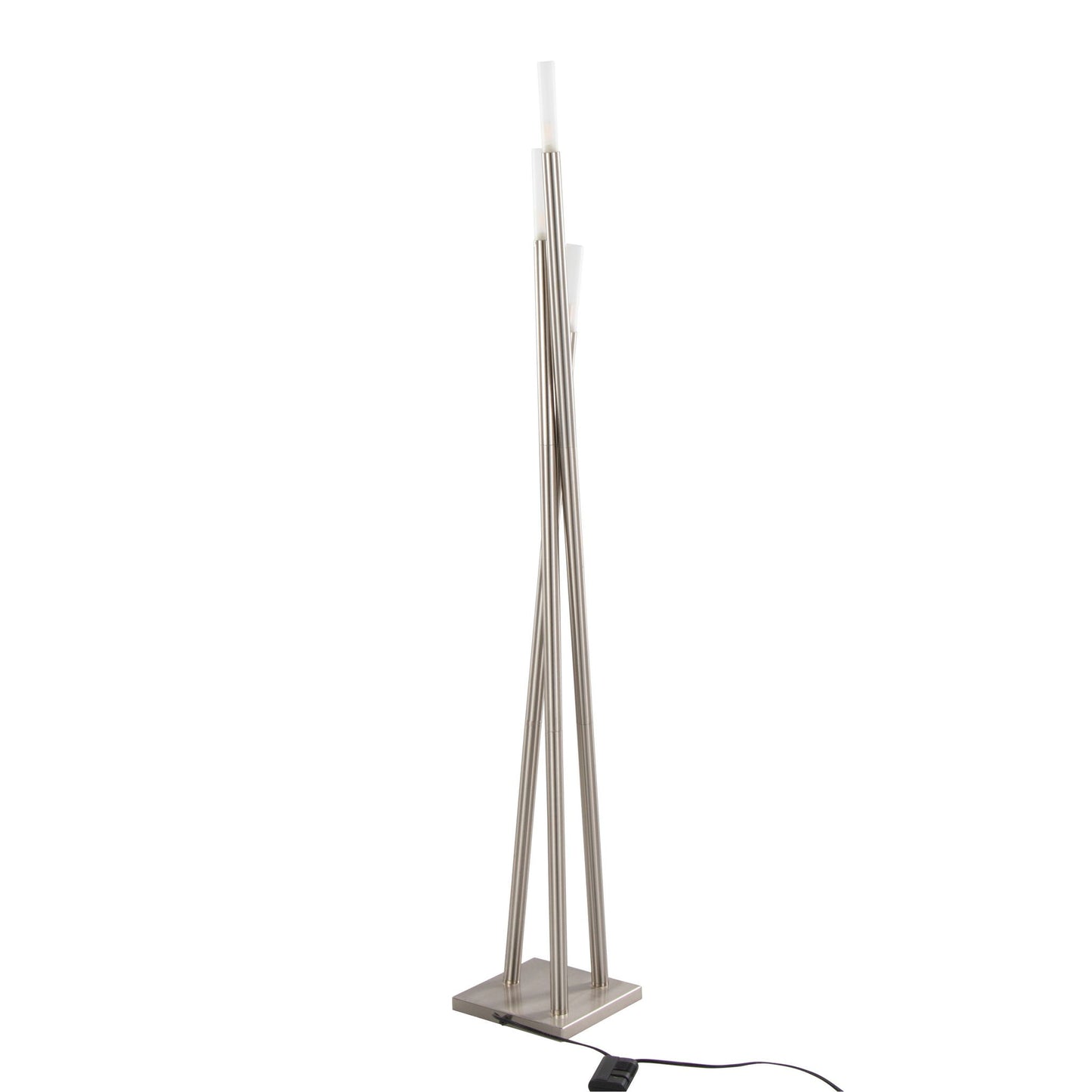 Icicle nickel contemporary floor lamp by HouseOfZazla with slender metal rods and square base on Tampa Home & Garden Store