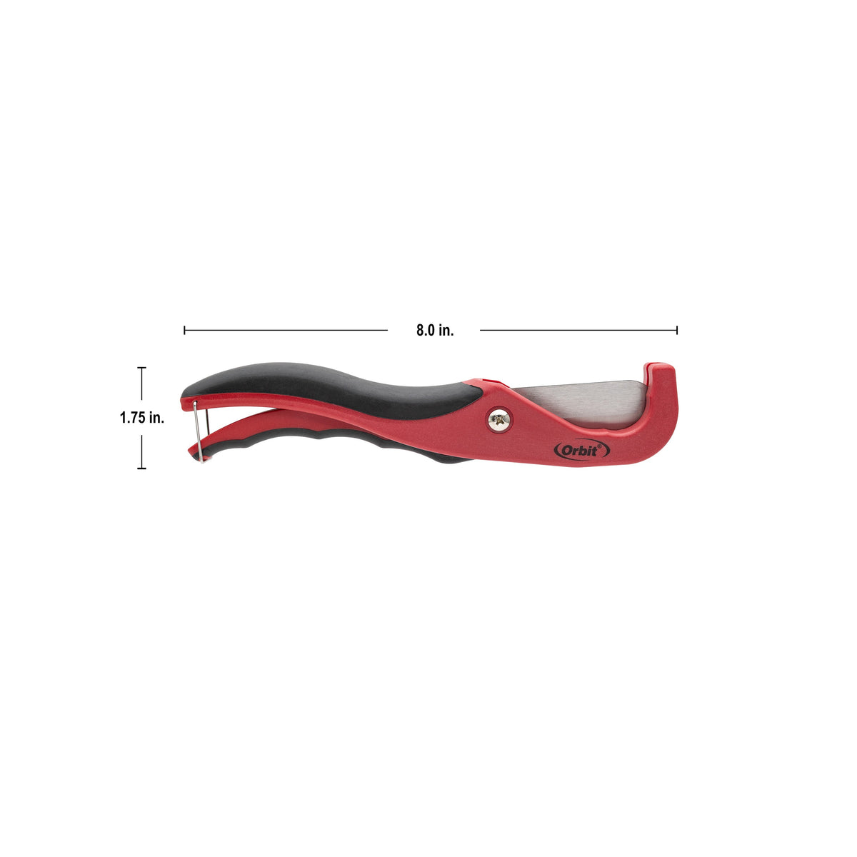 Orbit Irrigation PVC and Poly Pipe Cutter, red ergonomic handle, 8 in length on Tampa Home & Garden Store