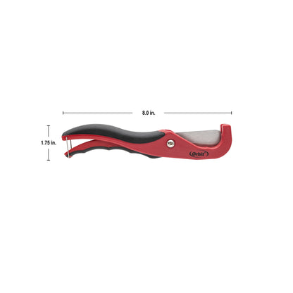 Orbit Irrigation PVC and Poly Pipe Cutter, red ergonomic handle, 8 in length on Tampa Home & Garden Store