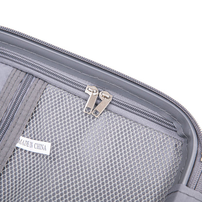 4-Piece Spinner Wheel Luggage Set with Cosmetic Case, light gray fabric with mesh interior on Tampa Home & Garden Store