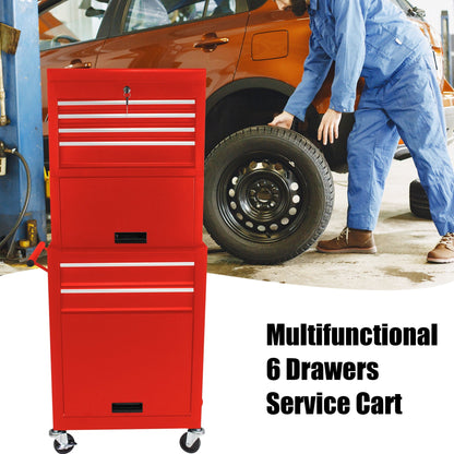 6-drawer lockable tool cabinet red on wheels with key lock HouseOfZazla on Tampa Home & Garden Store