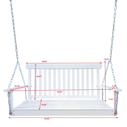 Front Porch Swing With Armrests, white slatted wood, outdoor patio swing HouseOfZazla on Tampa Home & Garden Store