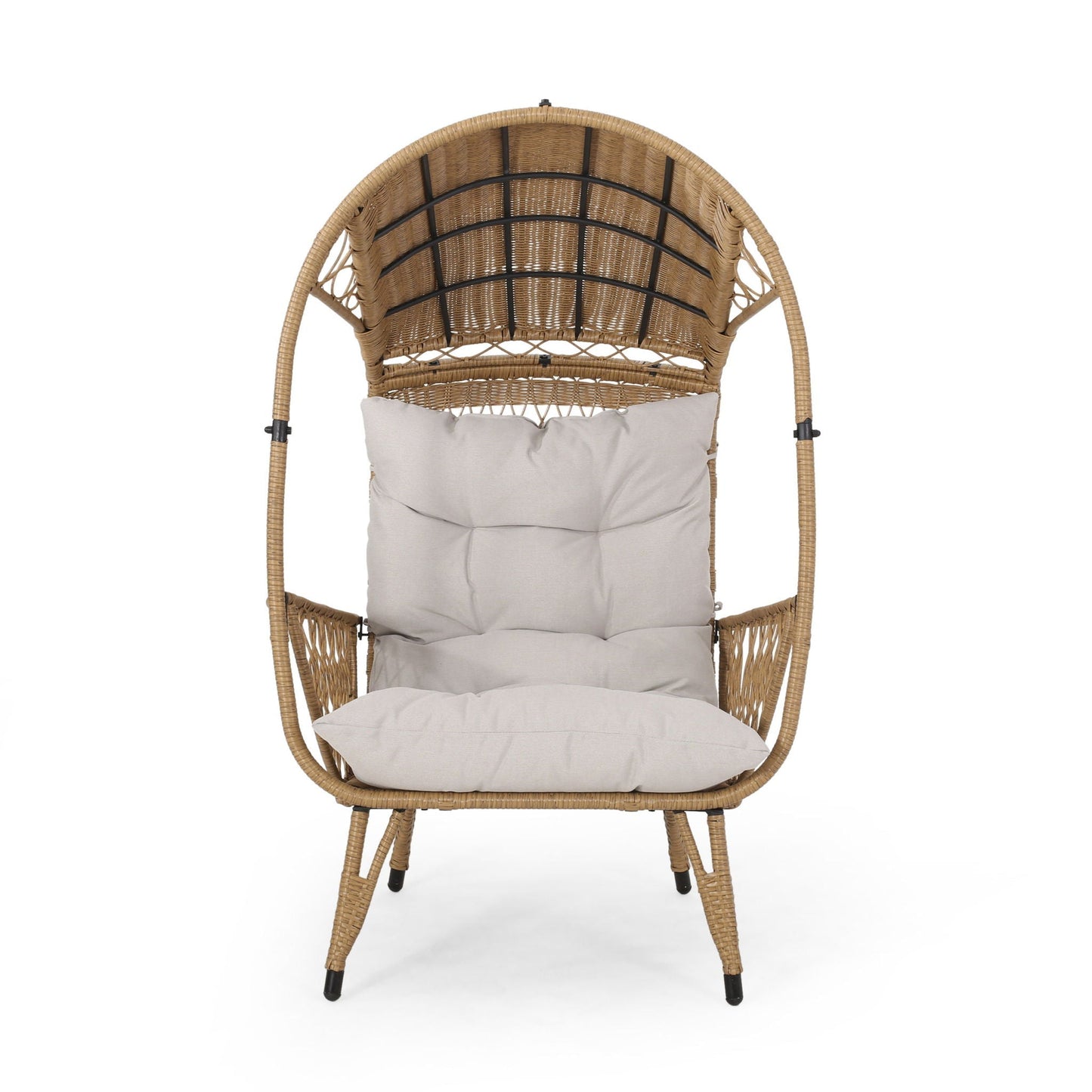 Outdoor wicker basket chair with cushion natural beige HouseOfZazla club chair on Tampa Home & Garden Store