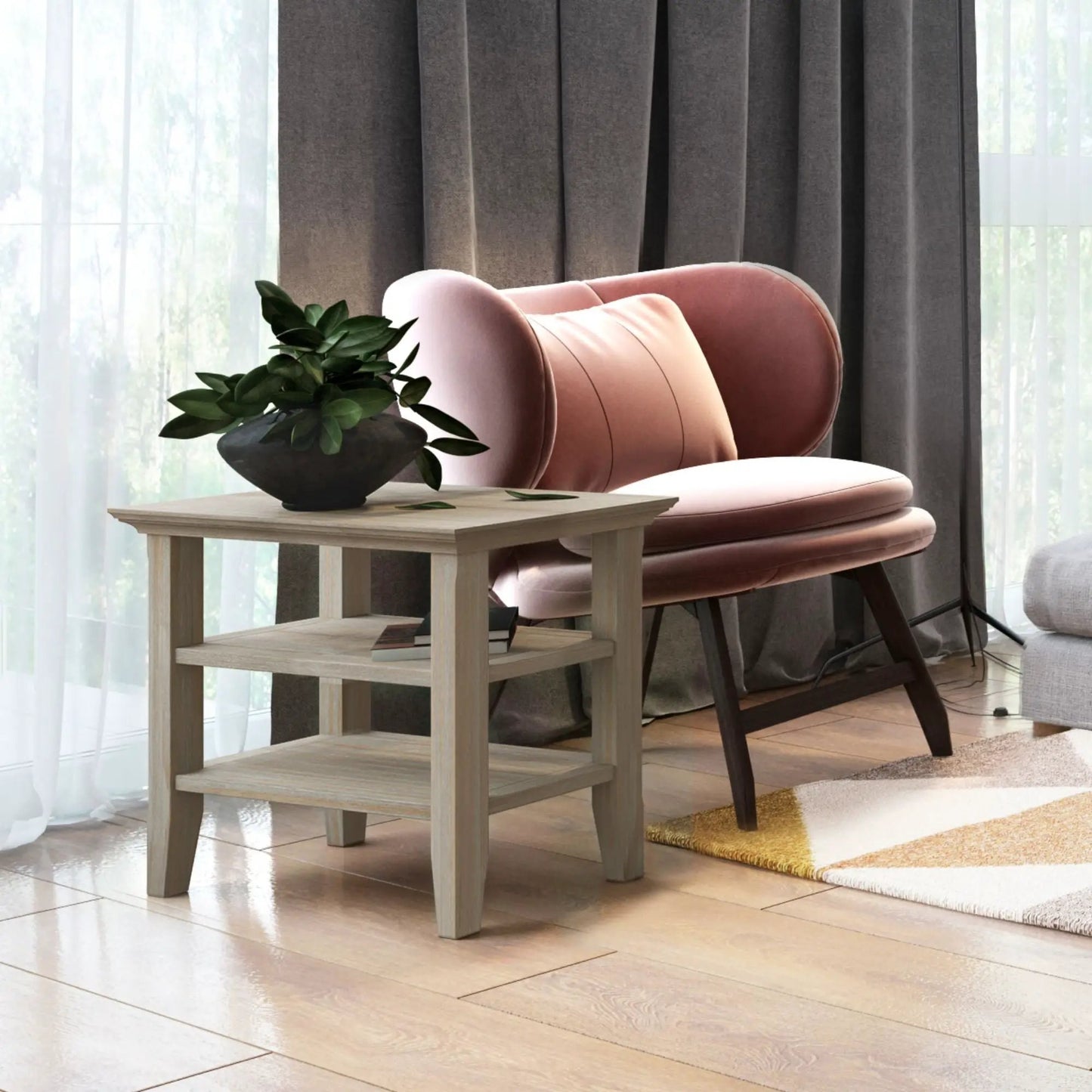 Acadian Narrow Side Table Handcrafted Solid Wood