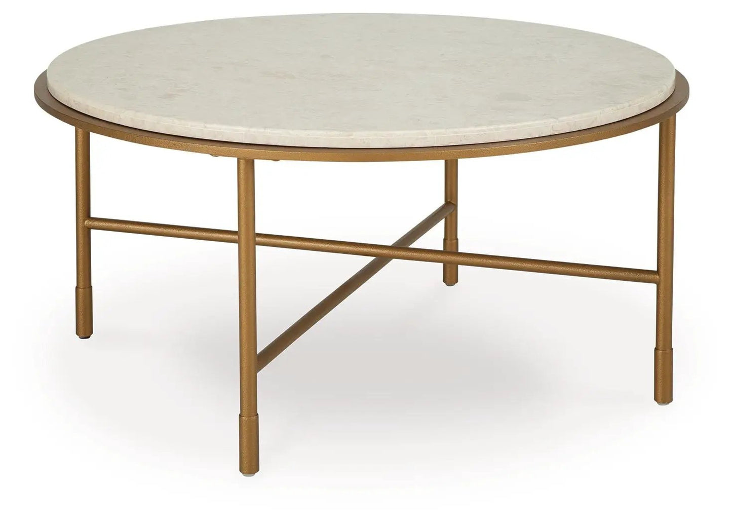 Alben Round Table with Marble Top in Goldtone