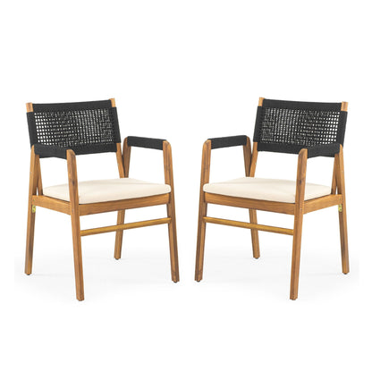 Outdoor Acacia Wood Dining Armchair and Cushions