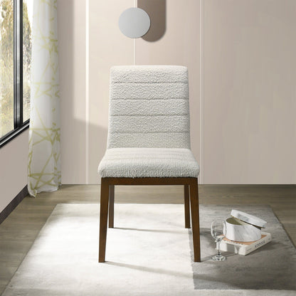 Modern dining chair set with solid wood base, textured light gray upholstery, set of 2 on Tampa Home & Garden Store